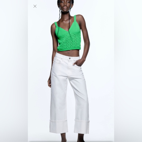 ZARA green knitwear open knit top size M - Picture 3 of 4